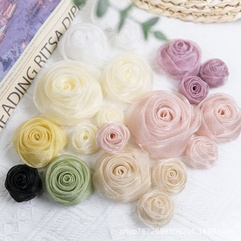 Baby Clothing Designer - 3-4.5cm Organza Snow Rose Head Dress