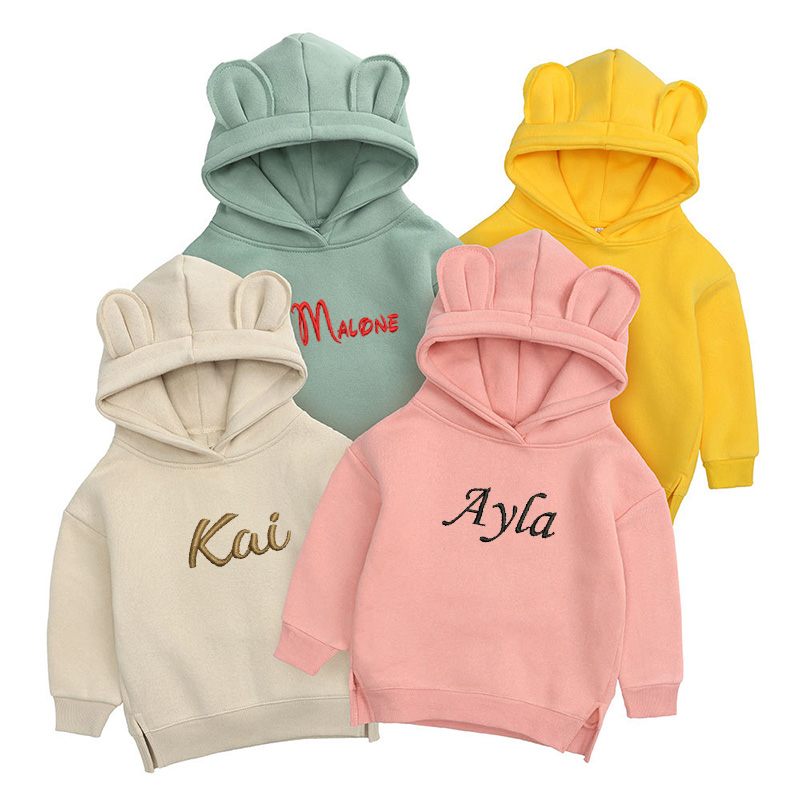 Baby Clothing Embroidery - Personalised Embroidery Childrens Bear Hoodie Custom