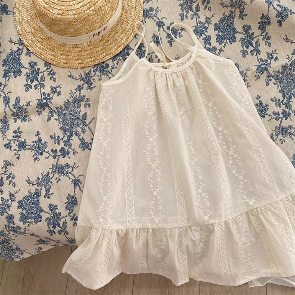 Baby Clothing Embroidery - 2026 Summer Baby Girls Beige Embroidery