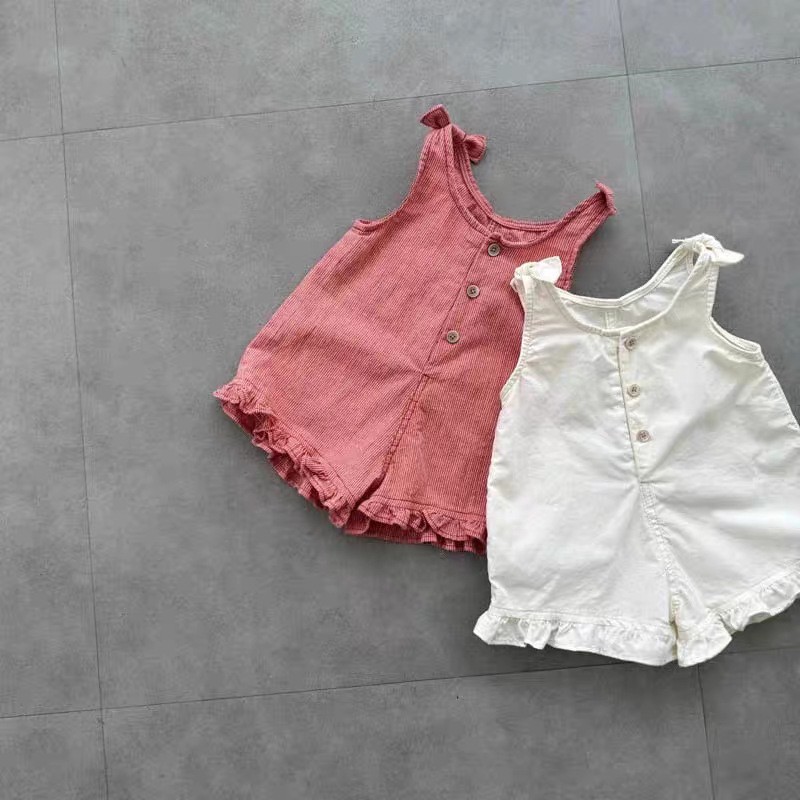 Baby Clothing In Summer - HY2831 Girls Summer Romper with Bib